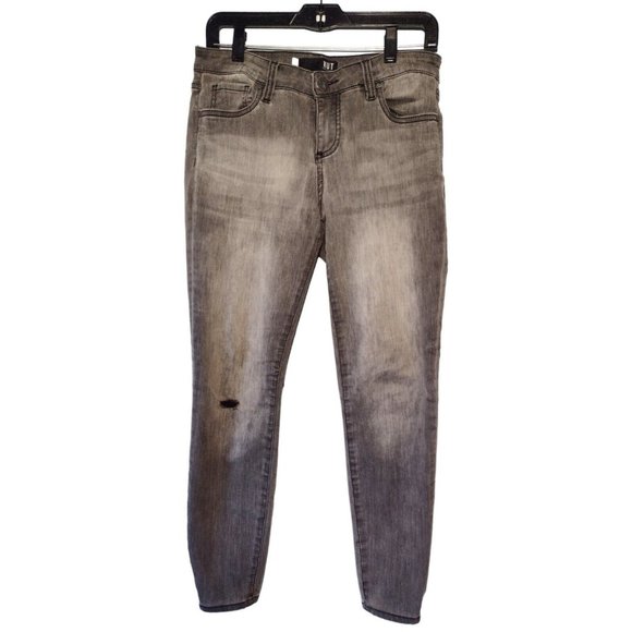 Kut From the Kloth Mid Rise Jeans Sz 4 Zip Ankles Gray Stretch Faded Skinny - Picture 1 of 11